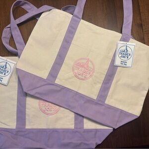 Lavender & Pink Trader Joe's Canvas Tote Bag — LARGE NWT